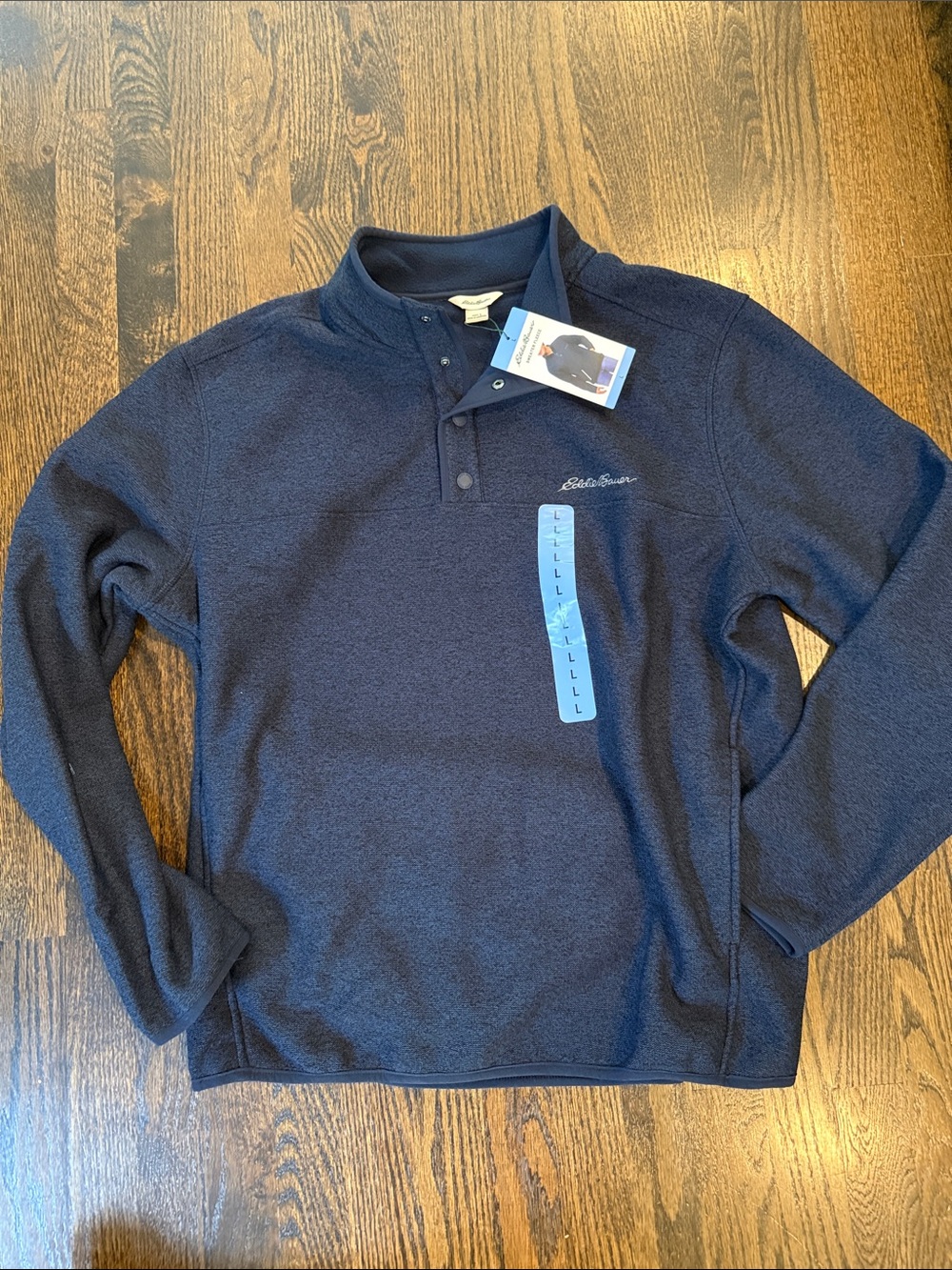 Eddie Bauer Men's Dark Blue Quarter-Snap Fleece Pullover large